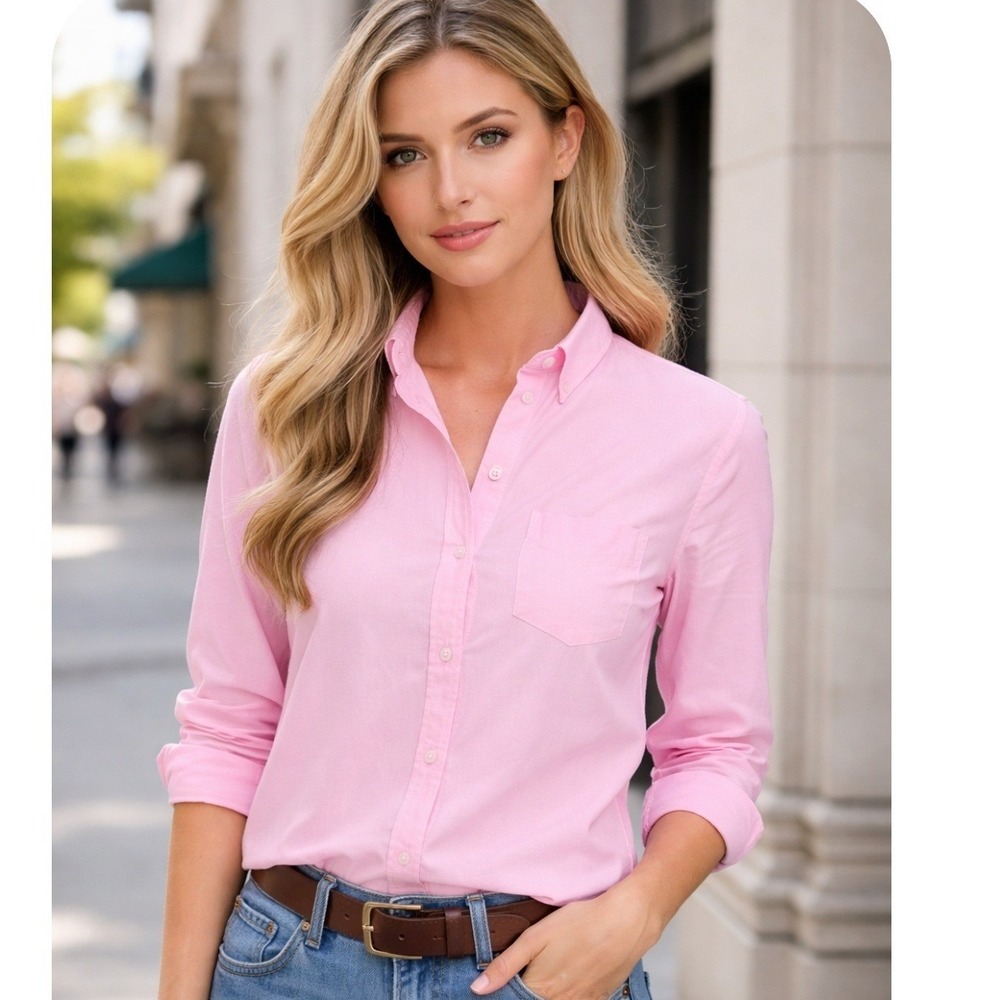 Broadway &‎ Broome Pink Oxford Button Down Shirt Womens XS Cotton Long Sleeve